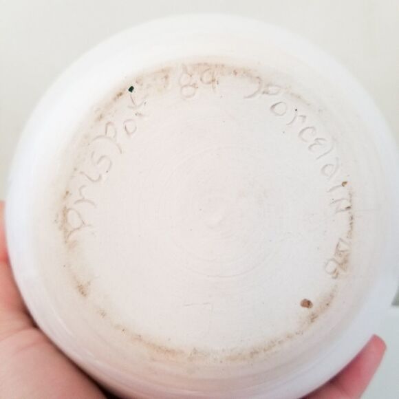 Vintage prispot porcelain drip glass vase - Picture 3 of 7